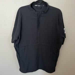 ADIDAS Black Short Sleeve 1/4 Zip Pullover Top Size Large casual comfort